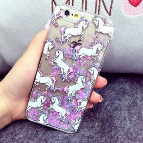 Fluorescent Light Unicorn Quicksand Glitter Case Cover