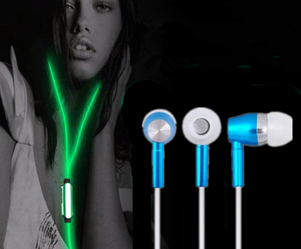 Glow In The Dark Earphones Metal In Ear With Microphone