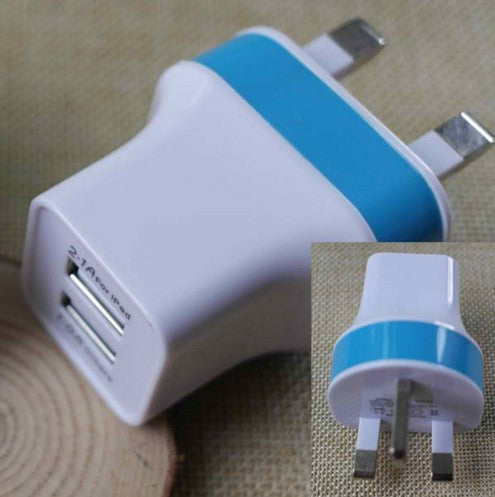 Double USB Dual 2 Ports UK Plug Adapter