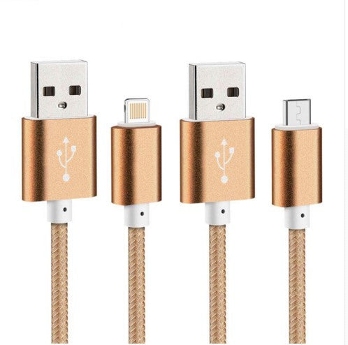 Colorful Nylon Line and Metal Plug Micro USB Cable for iPhone